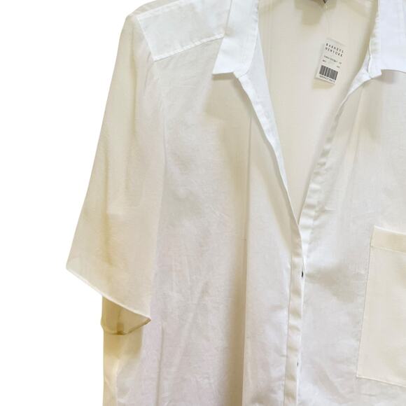 Helmut Helmut Lang White Cotton Silk Combo Short Sleeve Blouse L NWT Barneys - Picture 4 of 10